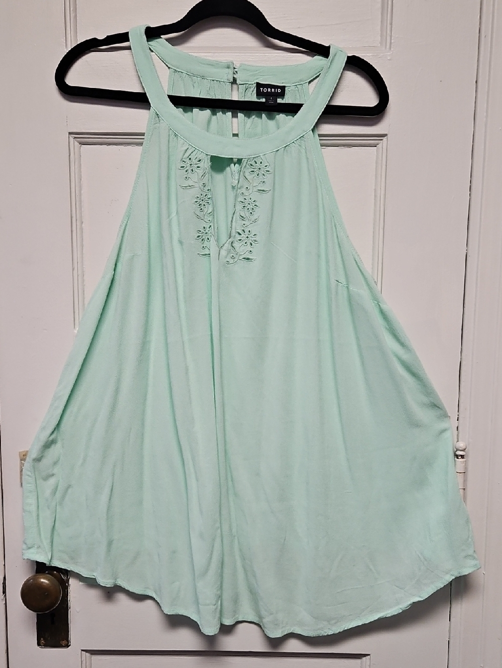 torrid Mint Halter Embroidered Swing Tank